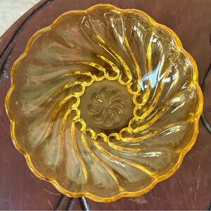 Vintage Hazel Atlas Golden Amber Capri Swirl 5" Bowls (set of 5)